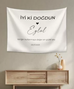 دیوار پوش تولد شخصی با طرح "تولدت مبارک" - پارچه با کیفیت عالی برند Vagonik - 850371852