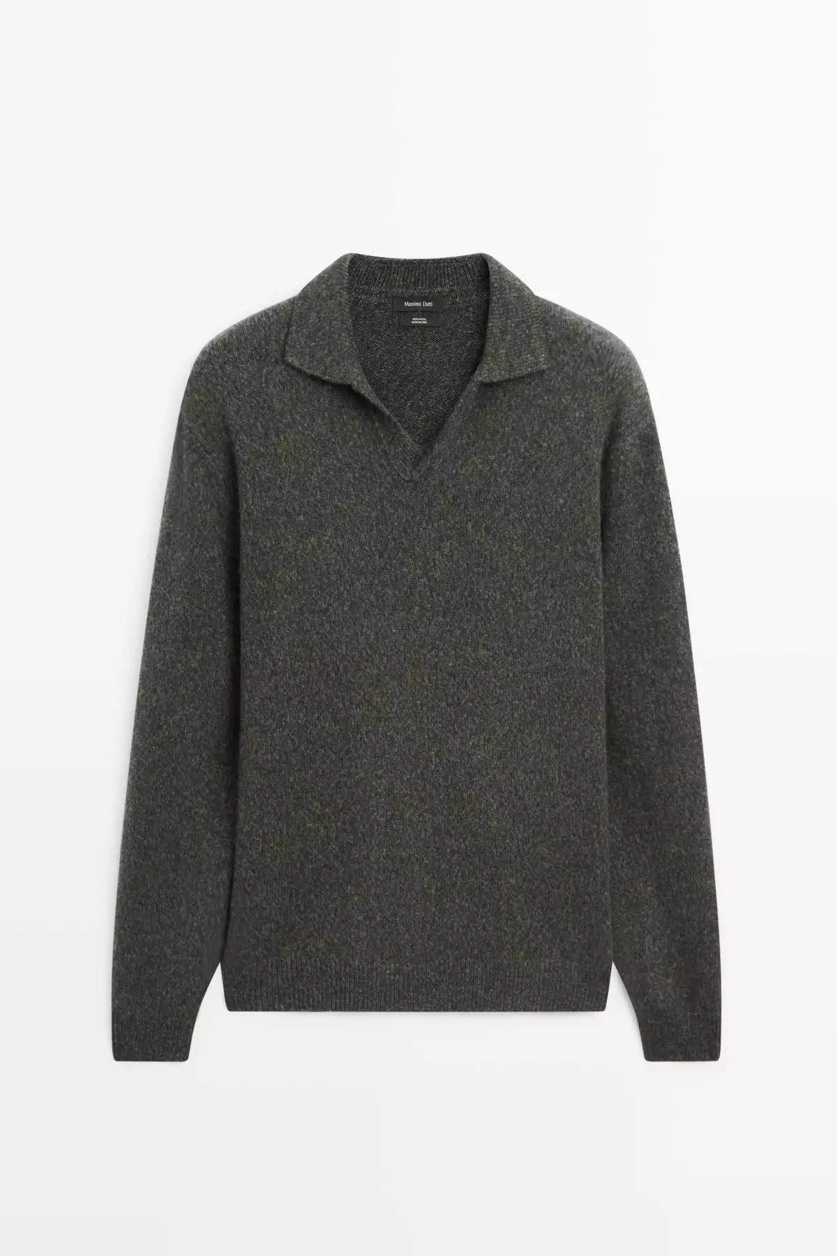 پولوشرت با یقه V و بافت کنترست دار برند Massimo Dutti - 991305250