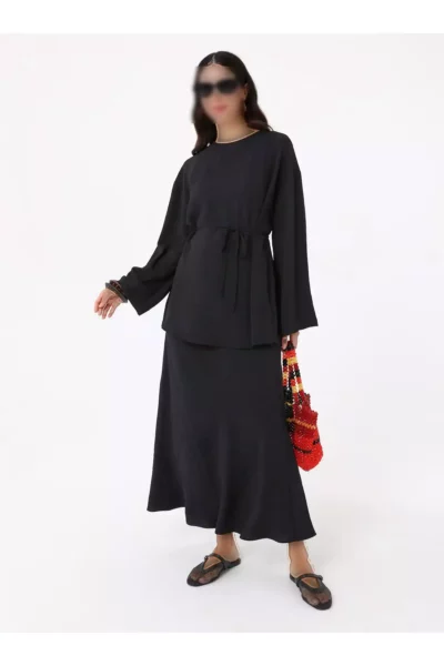 تیشرت و دامن ست با جزئیات بند دار - سیاه برند Refka - 980958693