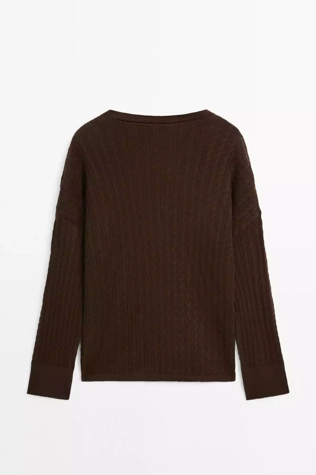 کاپشن با یقه V و بافتن مو به سبک بافتی برند Massimo Dutti - 957597219
