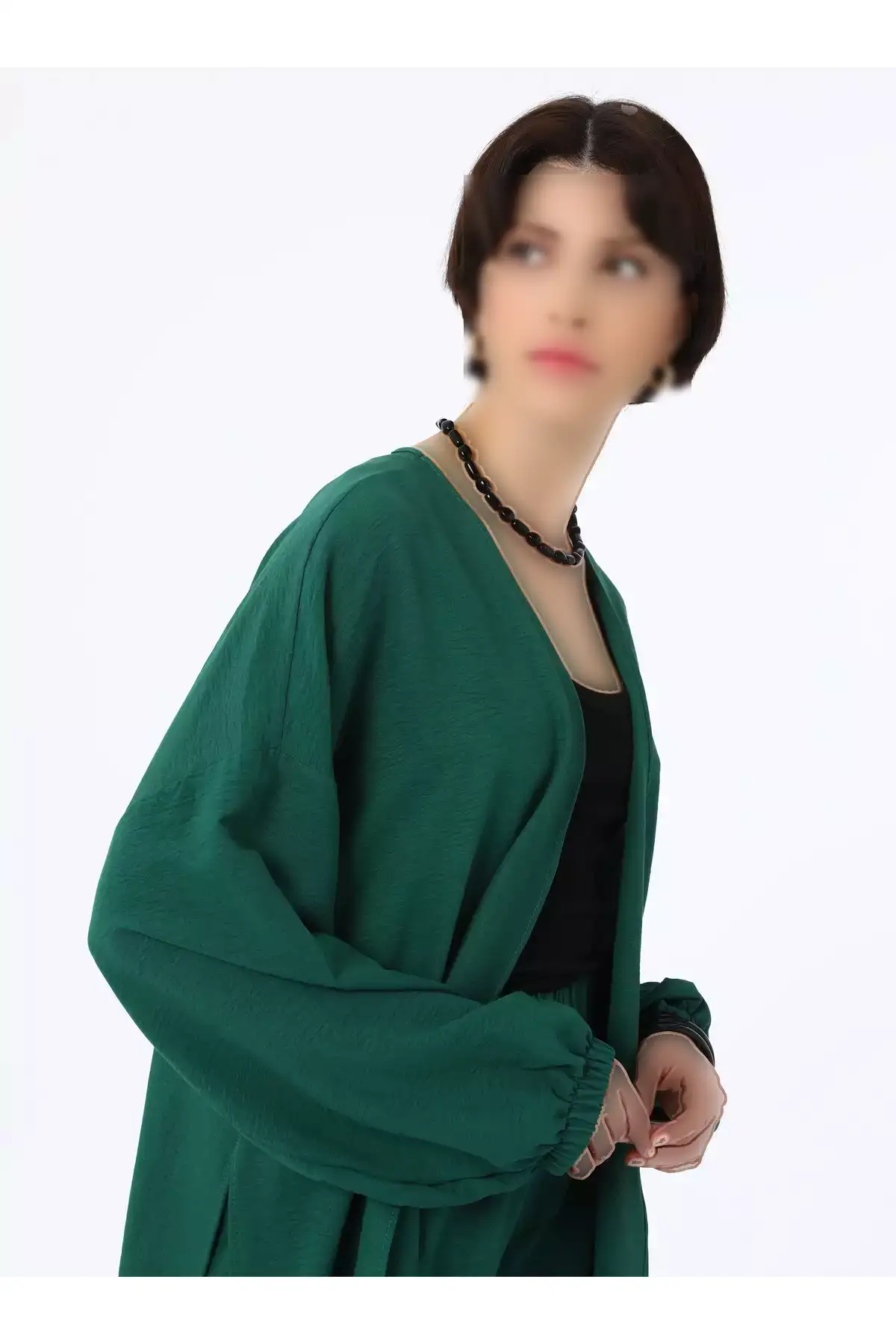 ست دو تکه شلوار کانونی با جزئیات دکمه نرم - سبز زمردی - رفکا برند Refka - 939864699