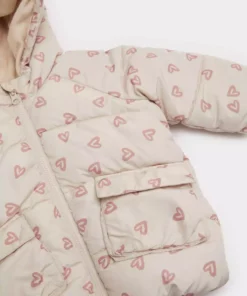 کاپشن پفکی دخترانه با طراحی زیبا و کلاهدار، ضد باد و ضد آب، با زیپ E7960A525AU برند Defacto - 982000036