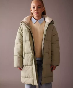 کاپشن بلند ضد آب با کلاه برای دختران کودک A0891A823AU برند Defacto - 771547721