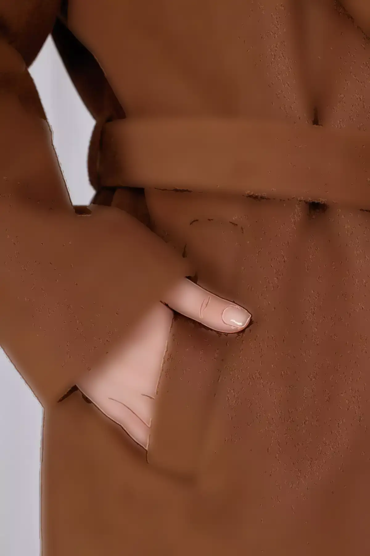 کاپشن زنانه پشمی کلاهدار با جزئیات کمربند و آستر، سایز بزرگ برند Mooi XXL - 1029475239
