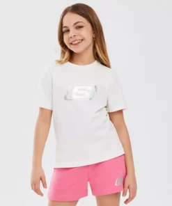 تیشرت آستین کوتاه ضروری G برای دختر بچه بزرگ - تیشرت سفید SK232139-102 برند Skechers - 814122820