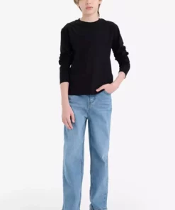 تیشرت ساده مشکی یقه گرد مردانه بچگانه با آستین بلند K1686A6/BK81 برند Defacto - 974406680