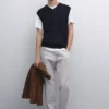 ژاکت با یقه V برند Massimo Dutti - 957244836