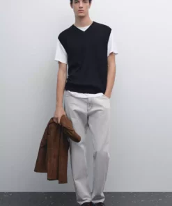 ژاکت با یقه V برند Massimo Dutti - 957244836