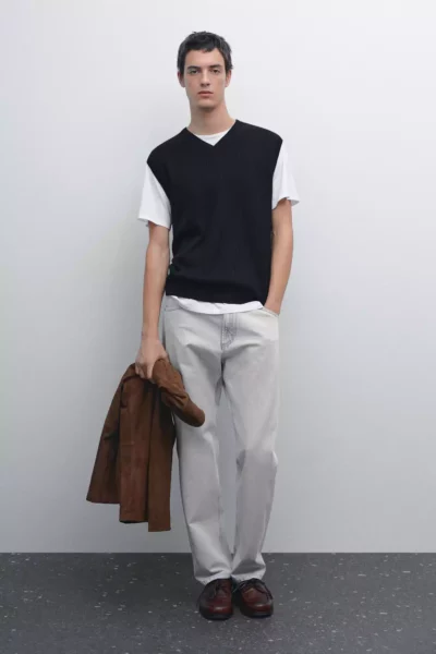 ژاکت با یقه V برند Massimo Dutti - 957244836