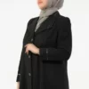 مانتو کاپشن زنانه بزرگ سایز با یقه مردانه و دکمه جلو، مناسب زمستان، نوعی مانتو پشمی. برند GLR&GYM - 885712765