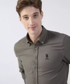پیراهن مردانه سبز با یقه دکمهای Nova022k برند U.S. Polo Assn. - 364696890