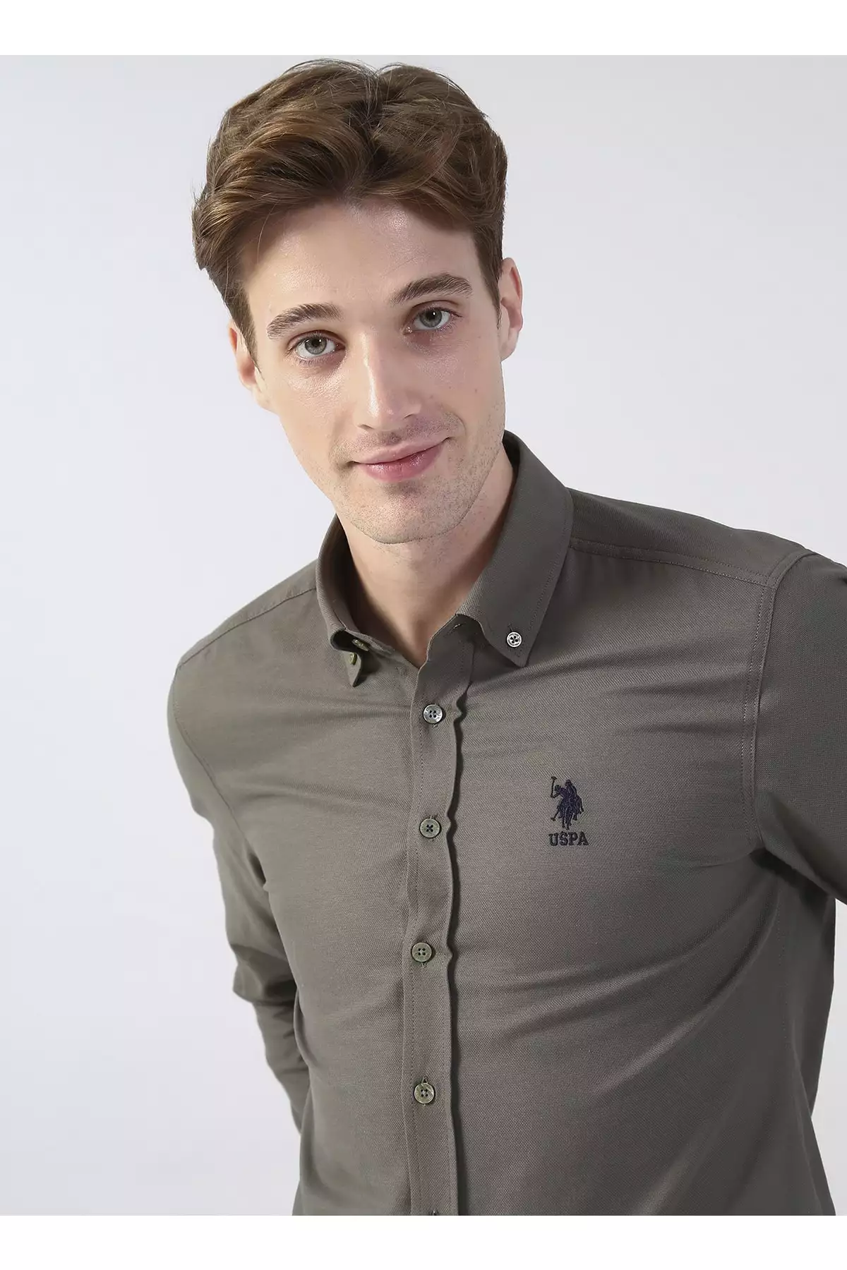 پیراهن مردانه سبز با یقه دکمهای Nova022k برند U.S. Polo Assn. - 364696890