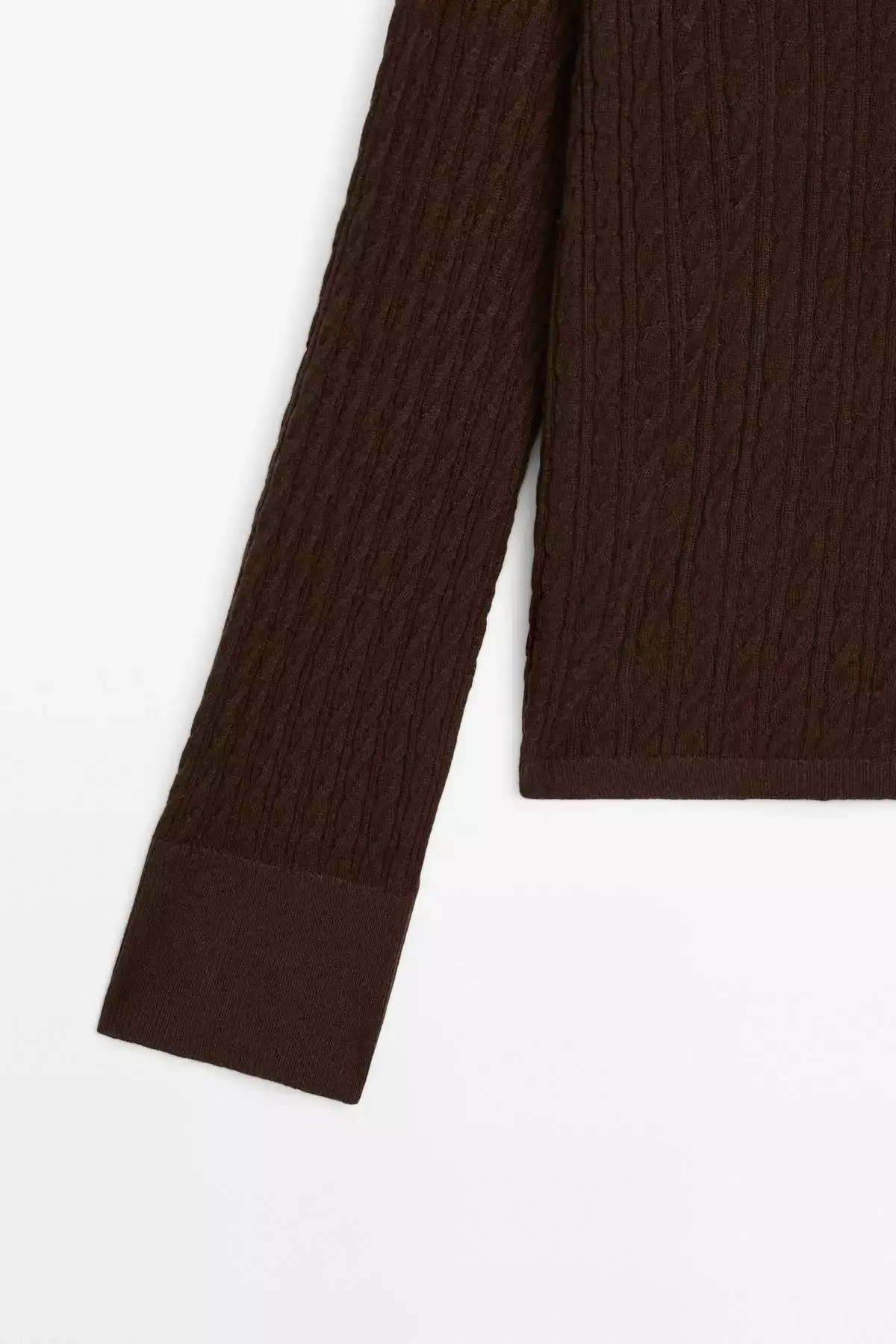 کاپشن با یقه V و بافتن مو به سبک بافتی برند Massimo Dutti - 957597219