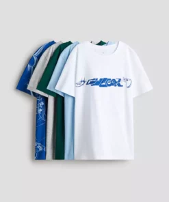 تیشرت پنبهای ۵ عددی برند H&M - 979379052