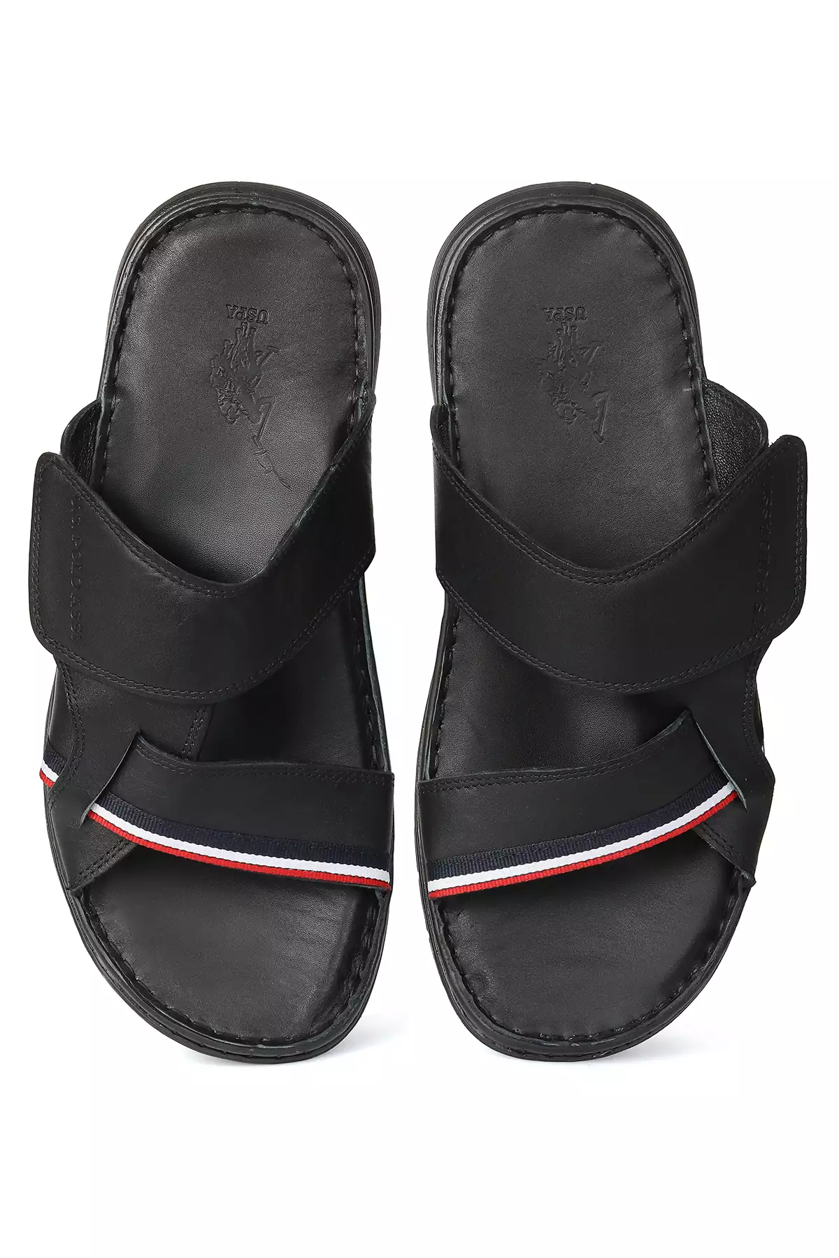 دمپایی مردانه آناتومیک تابان با رویه چرم طبیعی مشکی برند U.S. Polo Assn. - 863425171