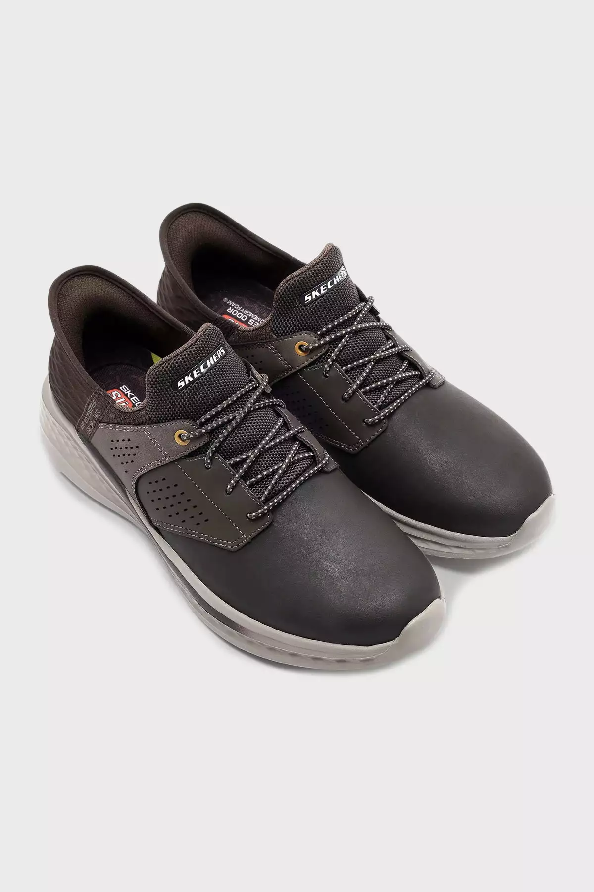 کفش روزمره مردانه اسلید-مکلین با ترکیب چرم 210890 شکلاتی برند Skechers - 1020237740