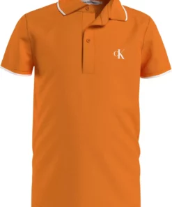 پ polo تی شرت مردانه نارنجی با طرح مونوگرام برند Calvin Klein - 984958595