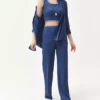 ست سه تکه شامل بلوز آبی زنانه و شلوار TKM-19000270 برند Olalook - 812771347