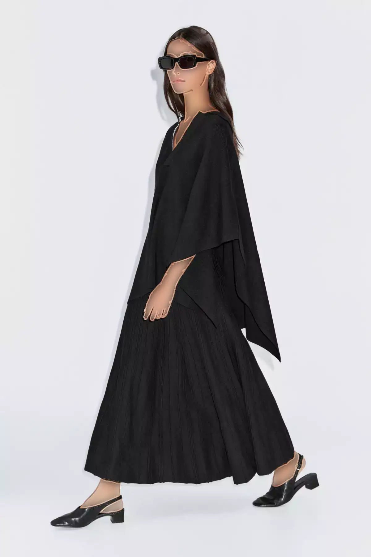 پالتوی بلند با دامن چیندار نرم برند Massimo Dutti - 990881881