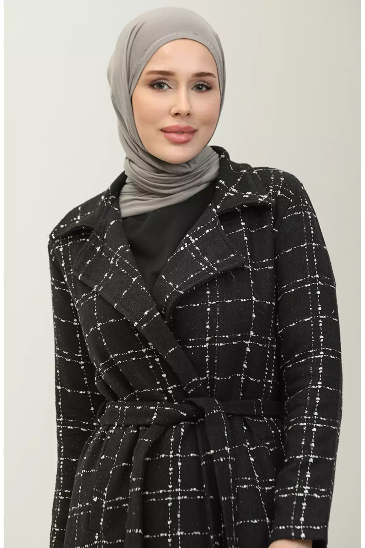 کاپ کلاهی تووید با کمربند 5507-04 مشکی برند sefamerve - 833441038