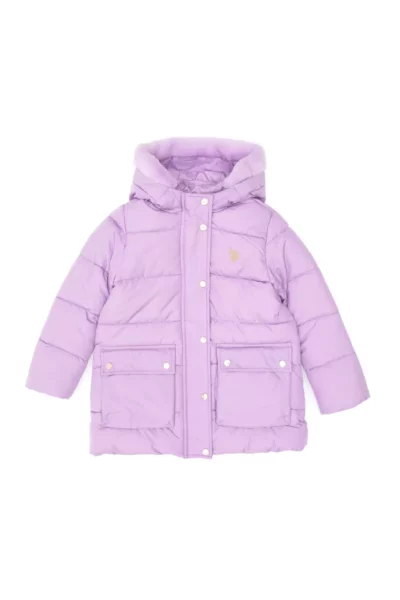 کاپشن پفی با کلاه برای دختران در رنگ بنفش روشن 50313156-VR034 برند U.S. Polo Assn. - 987704127