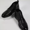 کفش بوت مردانه راحت با طراحی کلاسیک جلو بنددار از جنس چرم طبیعی مشکی برند Tonny Black - 790160374