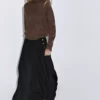 دامن A شکل بلند با جزئیات دکمهای برند Massimo Dutti - 984744503