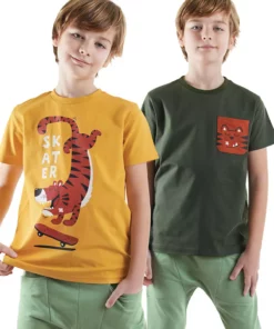 تیشرت ۲ تکه پسرانه اسکیتر برند Denokids - 901757028