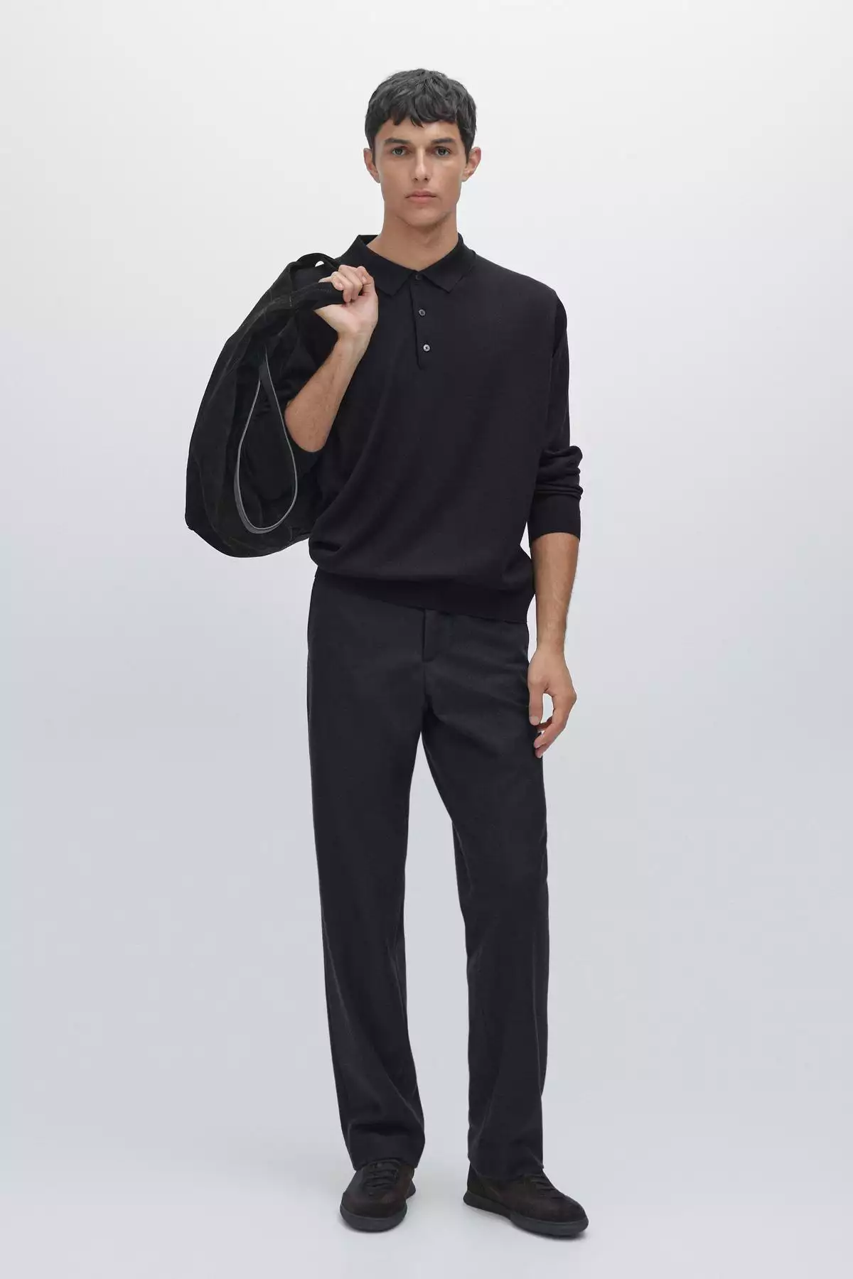 پولوشرت یقهدار بافتنی از ۱۰۰٪ پشم مریدینوس برند Massimo Dutti - 975179549