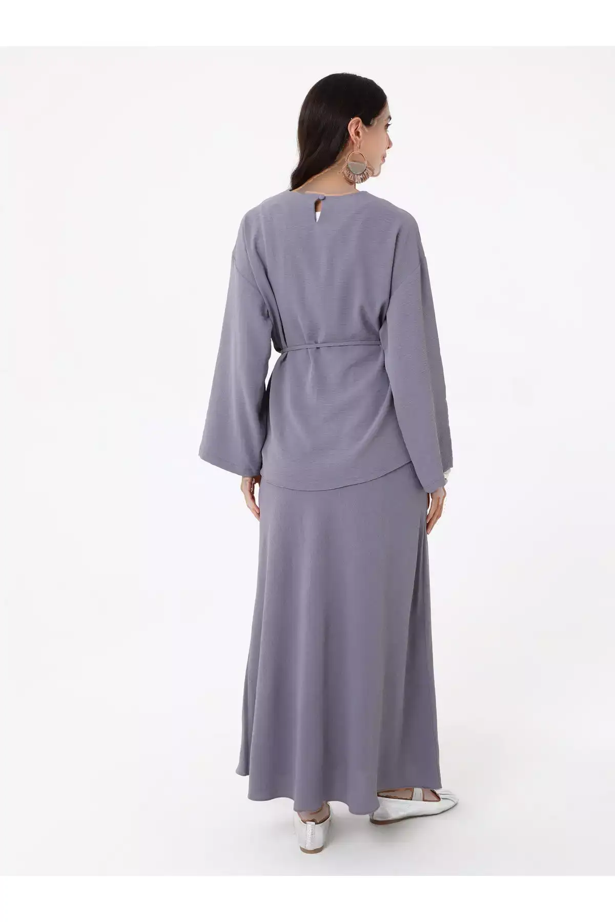 ست دو تکه تونیک و دامن با جزئیات بند دار - خاکستری برند Refka - 980958689