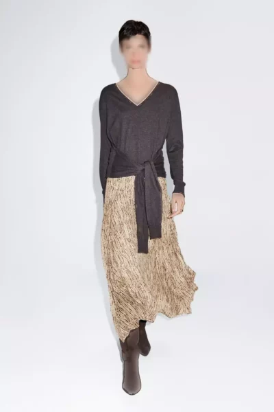 دامن میدی A شکل با طرح خال خالی برند Massimo Dutti - 991299309