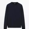 پلیور یقه گرد با ترکیب پشم یان برند Massimo Dutti - 967591031