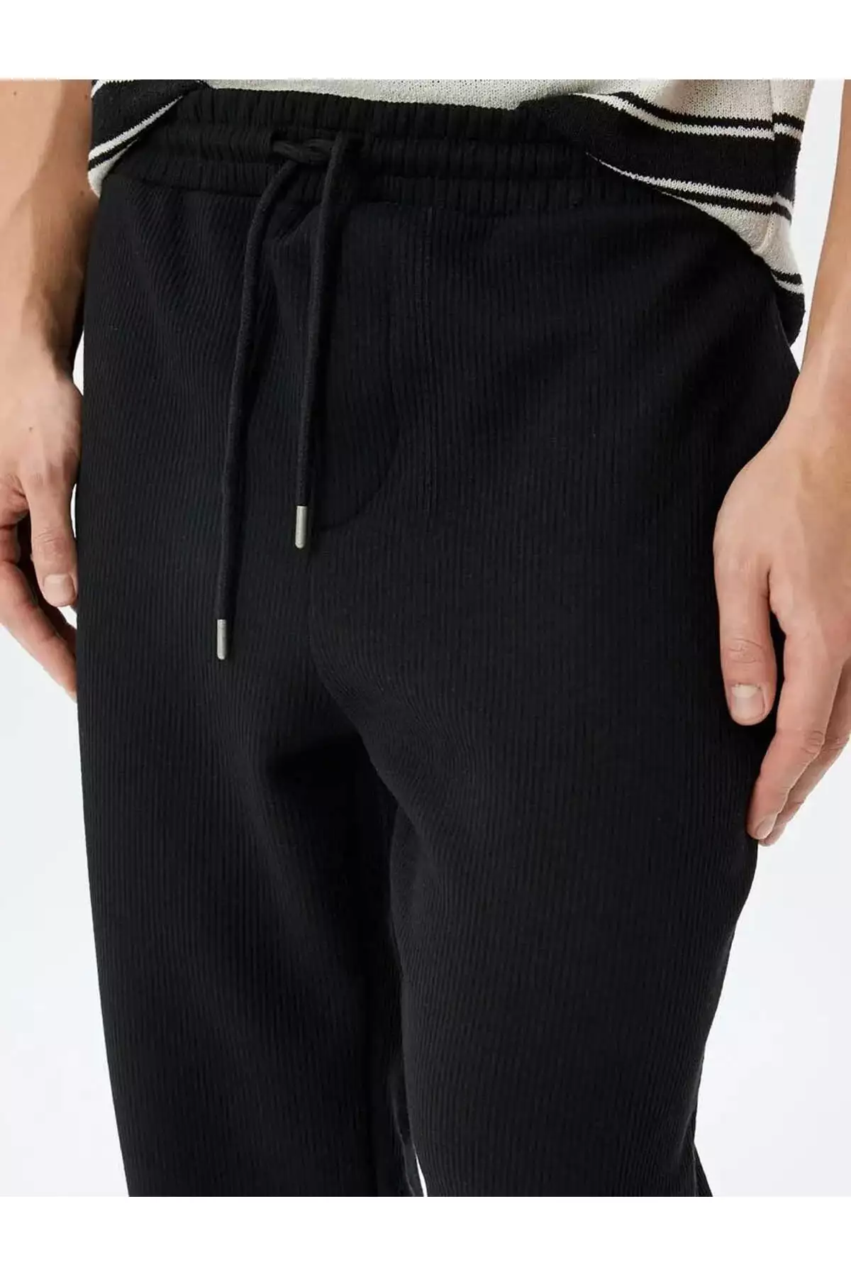 شلوار ورزشی مردانه سیاه با جزئیات جیب و بند 5WAM40027MK برند Koton - 868935942