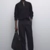 کلاه گردنی بافتنی دیپ یقه برند Massimo Dutti - 970707910