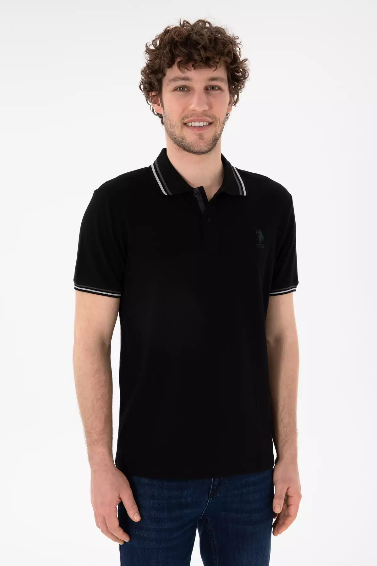 تیShirt polo یقه دار مردانه با فیت معمولی مشکی 50306011-VR046 برند U.S. Polo Assn. - 928124840