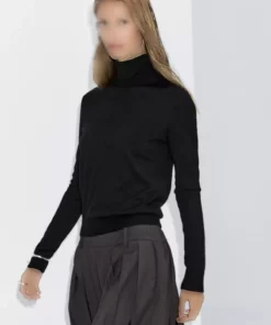 ژاکت پشمی یقه دیپ برند Massimo Dutti - 969501707