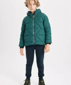 کاپشن پسرانه با کلاهدار و زیپدار ضد آب مدل C7385A824WN برند Defacto - 871165533