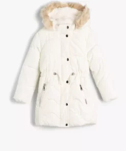 کت کلاهی سفید دخترانه برند Koton - 773391152