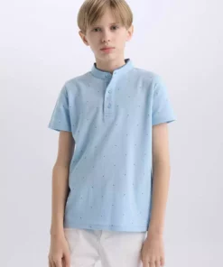پولوشرت بچهگانه با یقه هاکیم و طرحدار، آستین کوتاه - کد B5938A824SM برند Defacto - 811110420