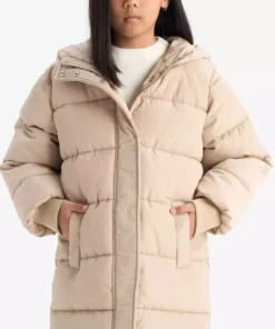 کاپشن پارکا با کلاه و زیپ ضد آب برای دختر بچه ها E7031A825AU برند Defacto - 986936441