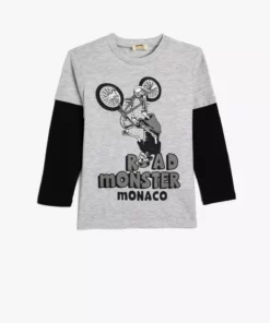 تیشرت آستین بلند یقه گرد با طرح اسکلت برند Koton - 864339169