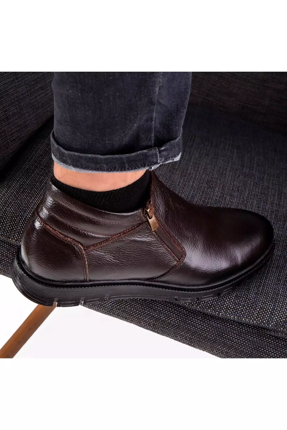 بوت مردانه موینا از چرم طبیعی با کفی لاستیکی، بوت داخلی پشمی برند Ducavelli - 356751974