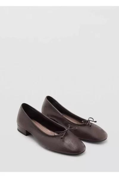 بافت ظریف کفش زنانه چرمی برند MANGO - 977564429