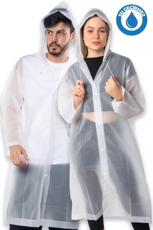 بارانی زنانه و مردانه با کلاه و دکمه‌دار EVA سفید Bymmrc881r02 برند By Marine - 184083169
