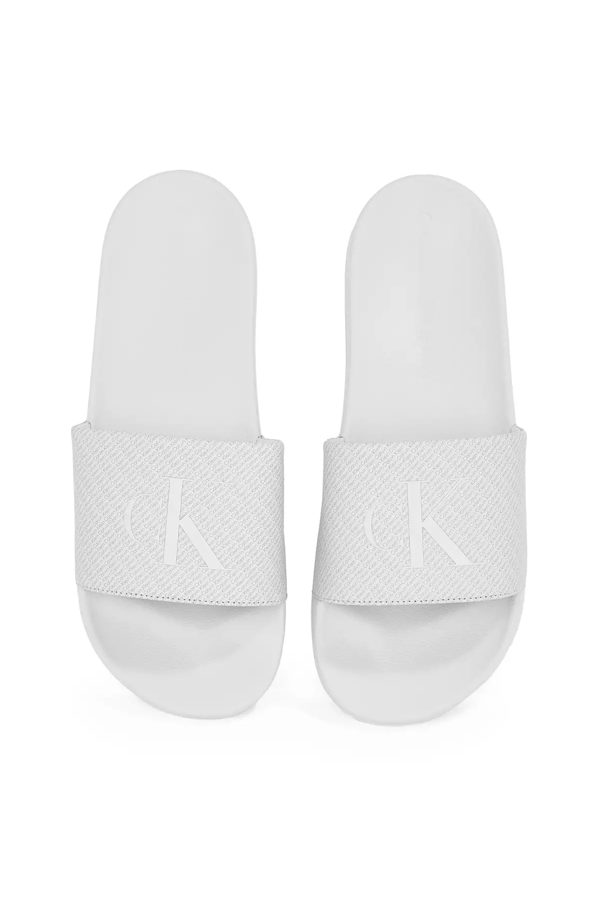 دمپایی ساحلی مردانه سفید مدل اسلاید با چاپ تمام رنگی برند Calvin Klein - 924539661