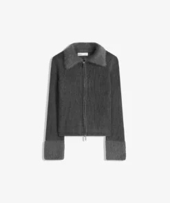 کُت پشمی با یقه خز و زیپ برند Bershka - 992658753