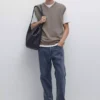 سوئتر V یقه با ترکیب پشم برند Massimo Dutti - 991330758