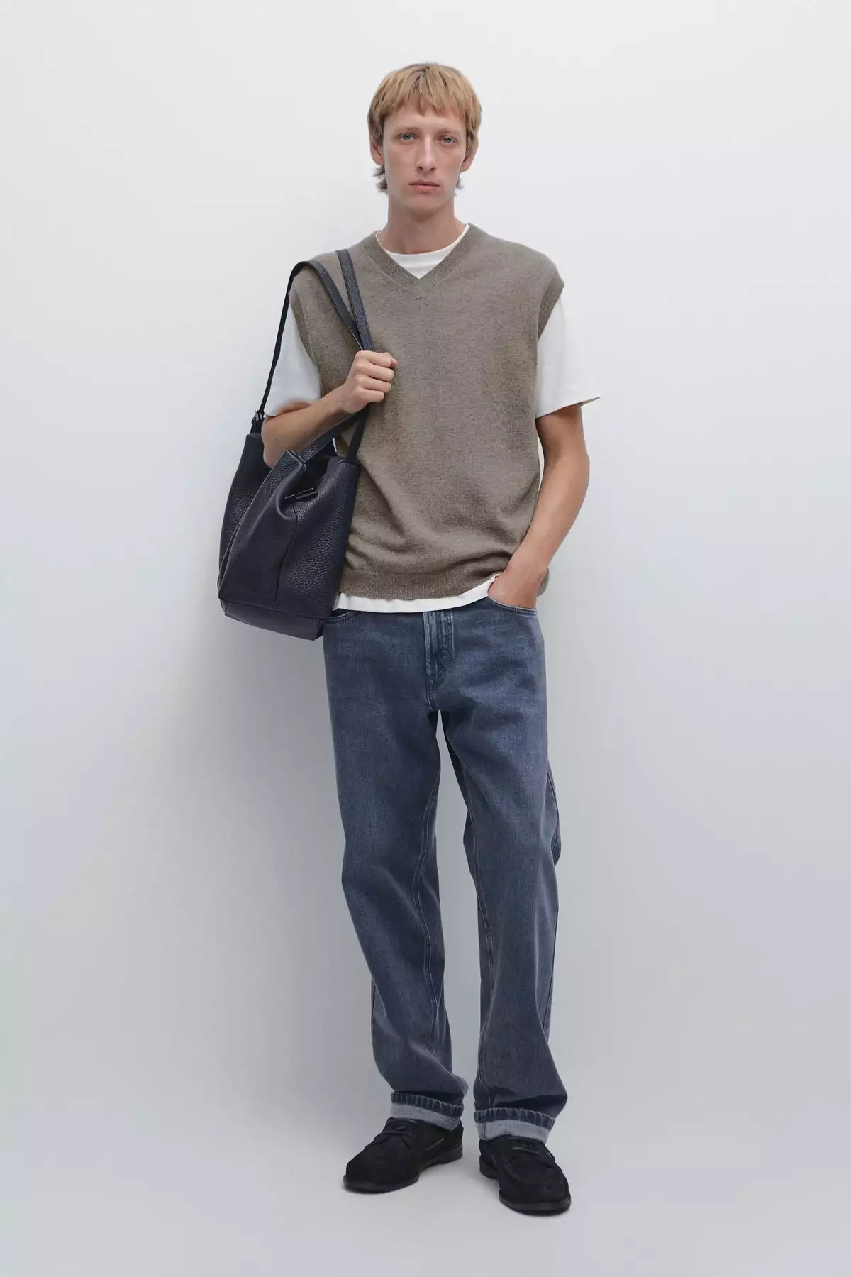 سوئتر V یقه با ترکیب پشم برند Massimo Dutti - 991330758
