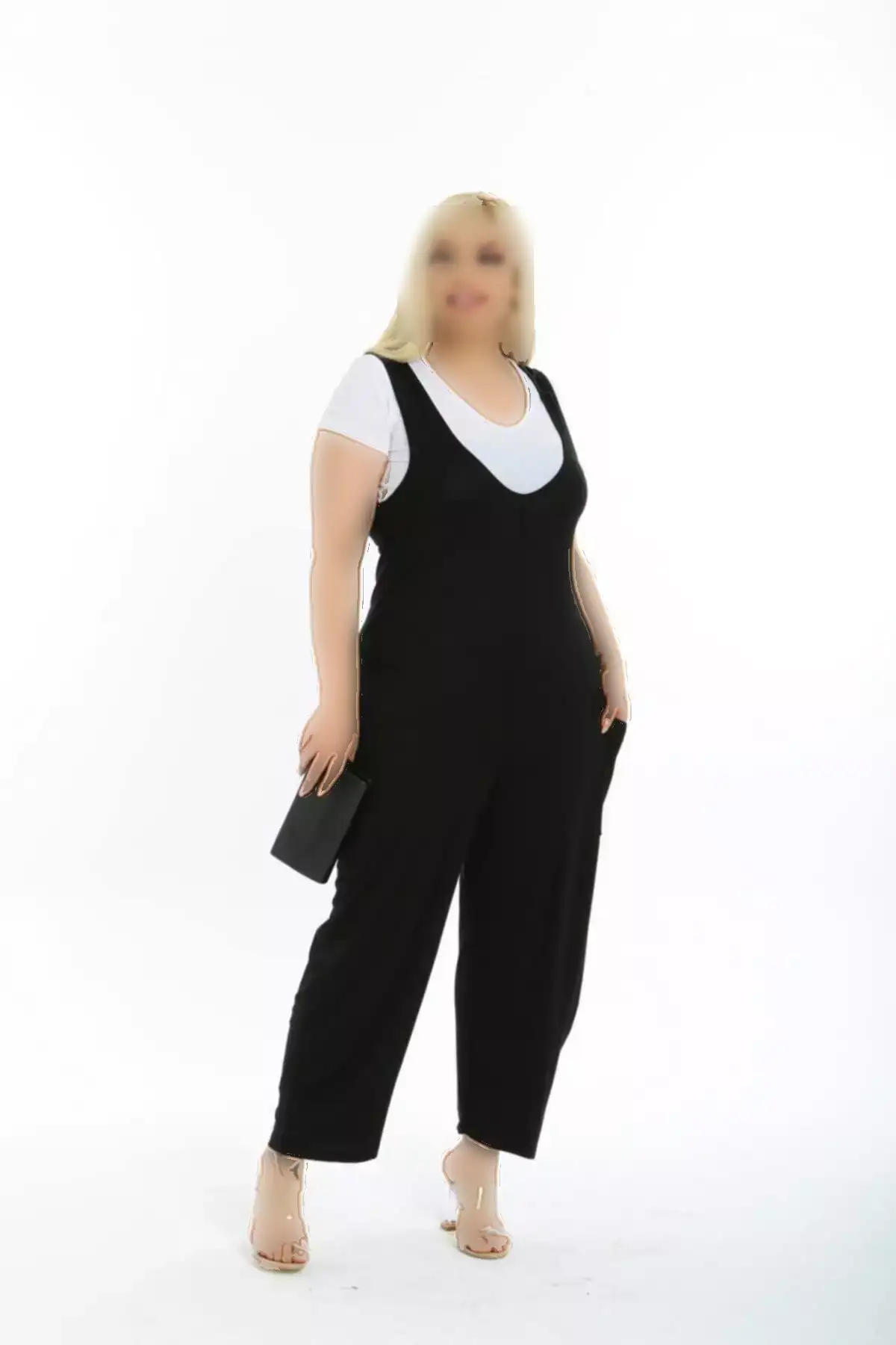 سرهمی زنانه بزرگ سایز یقه دار مشکی برند ModaSehle - 227510903