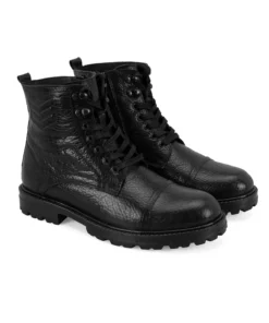 بوت چرم مشکی مردانه با زیپ برا دین برند Desa - 865482587